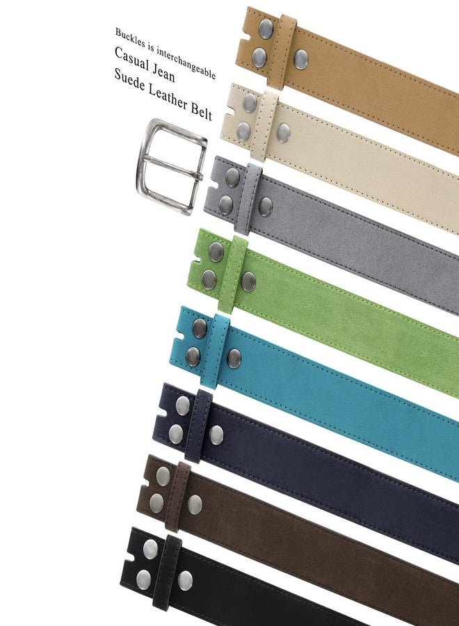 Belts.com Men's Belt Rounded Edge Heel Bar Buckle Casual Jean Suede Leather Belt 1 1/2" Wide (Taupe, 42) - Image 4